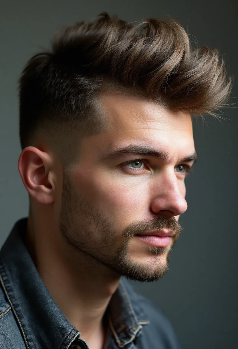 Man with modern mullet hairstyle and straight hair.