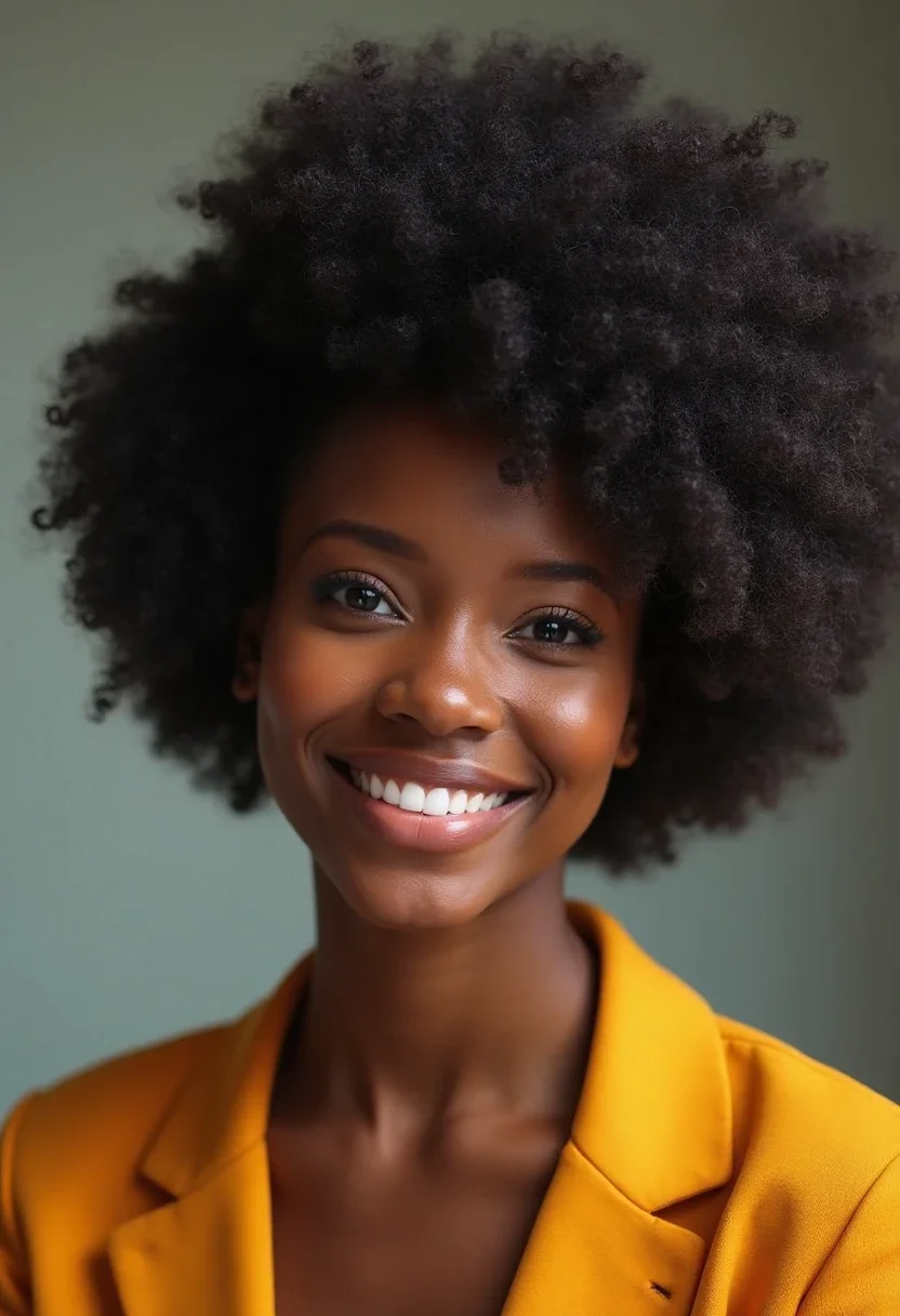 Black woman with an afro puff hairstyle.