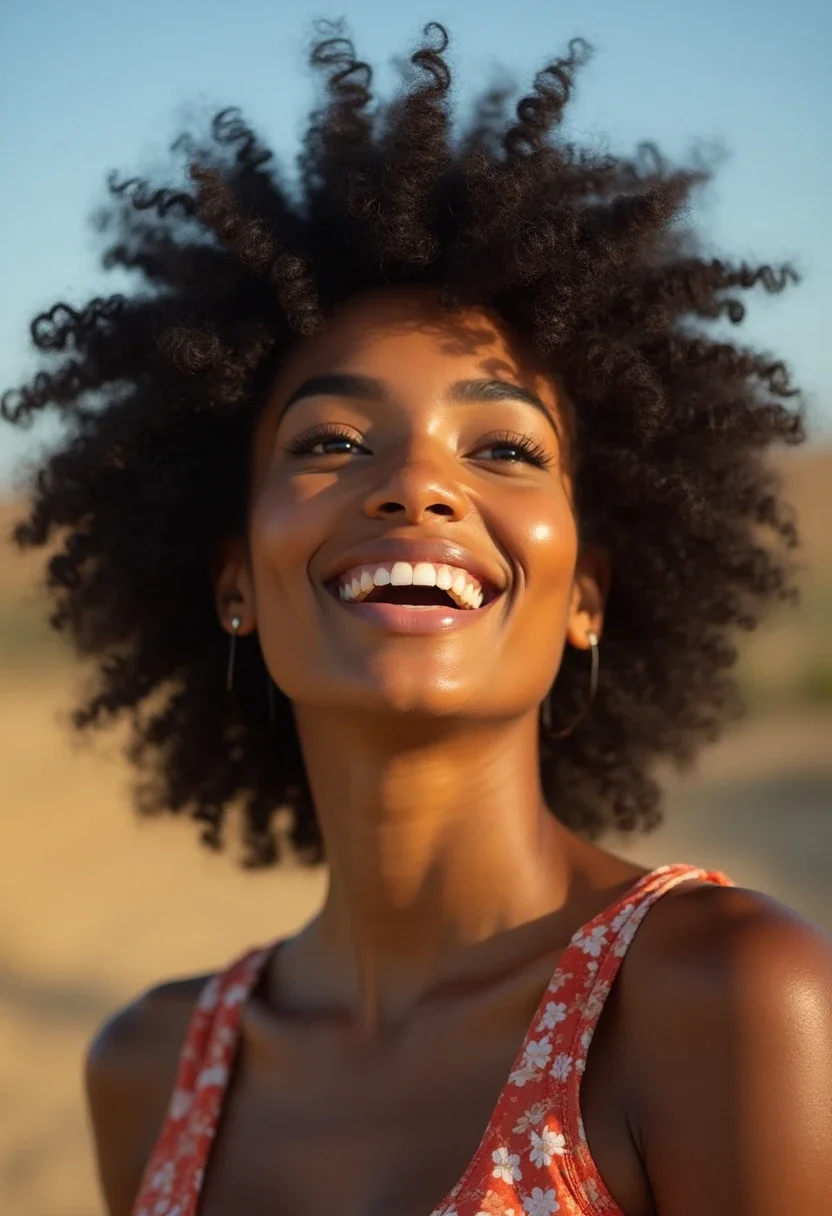 Black woman with a wash and go hairstyle.
