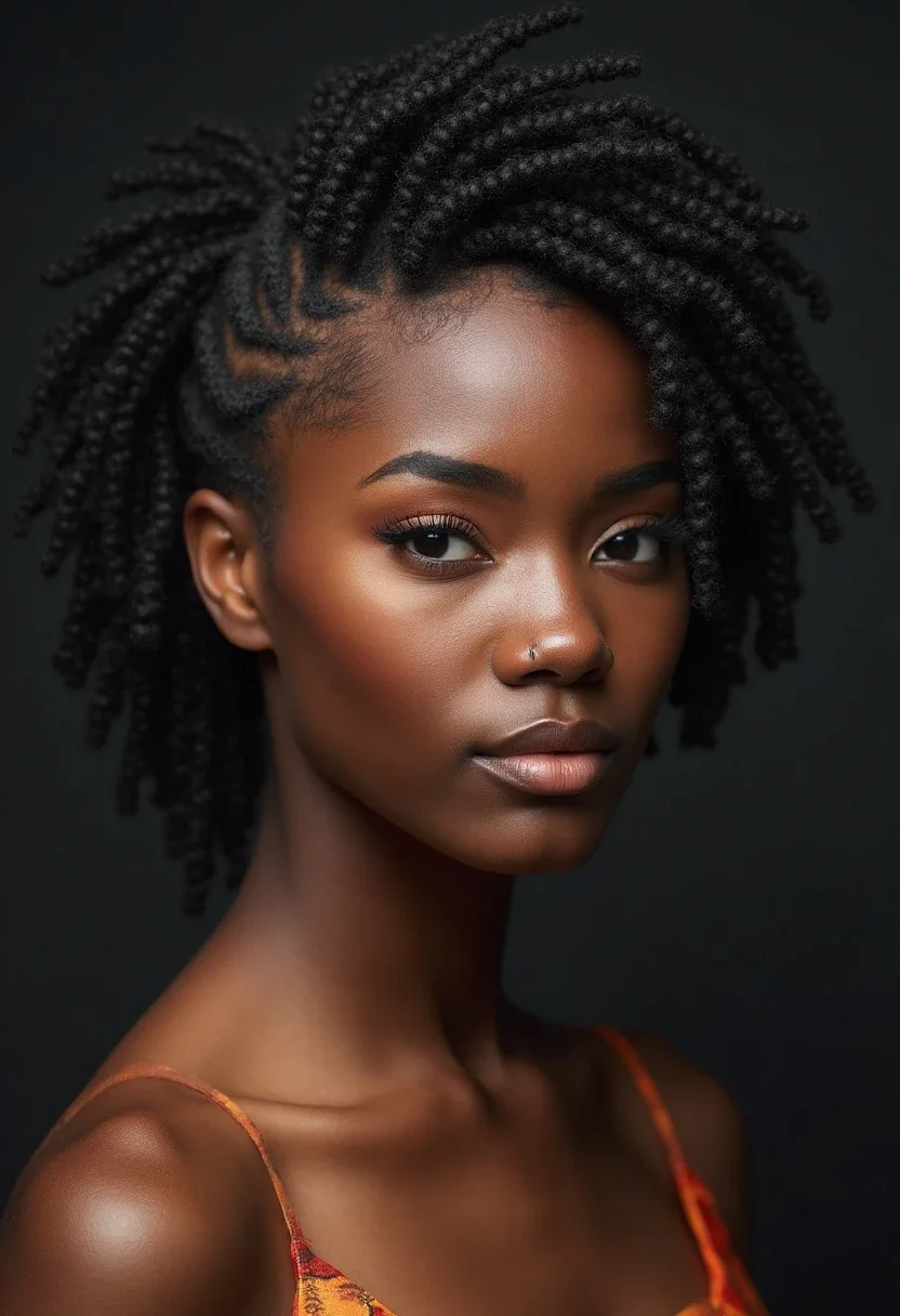 Black woman with flat twist hairstyle.