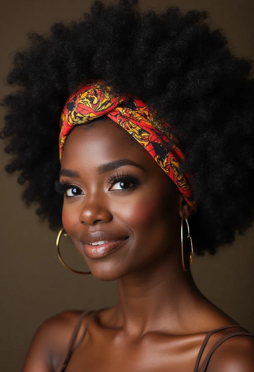 Black woman with a teeny weeny afro hairstyle.
