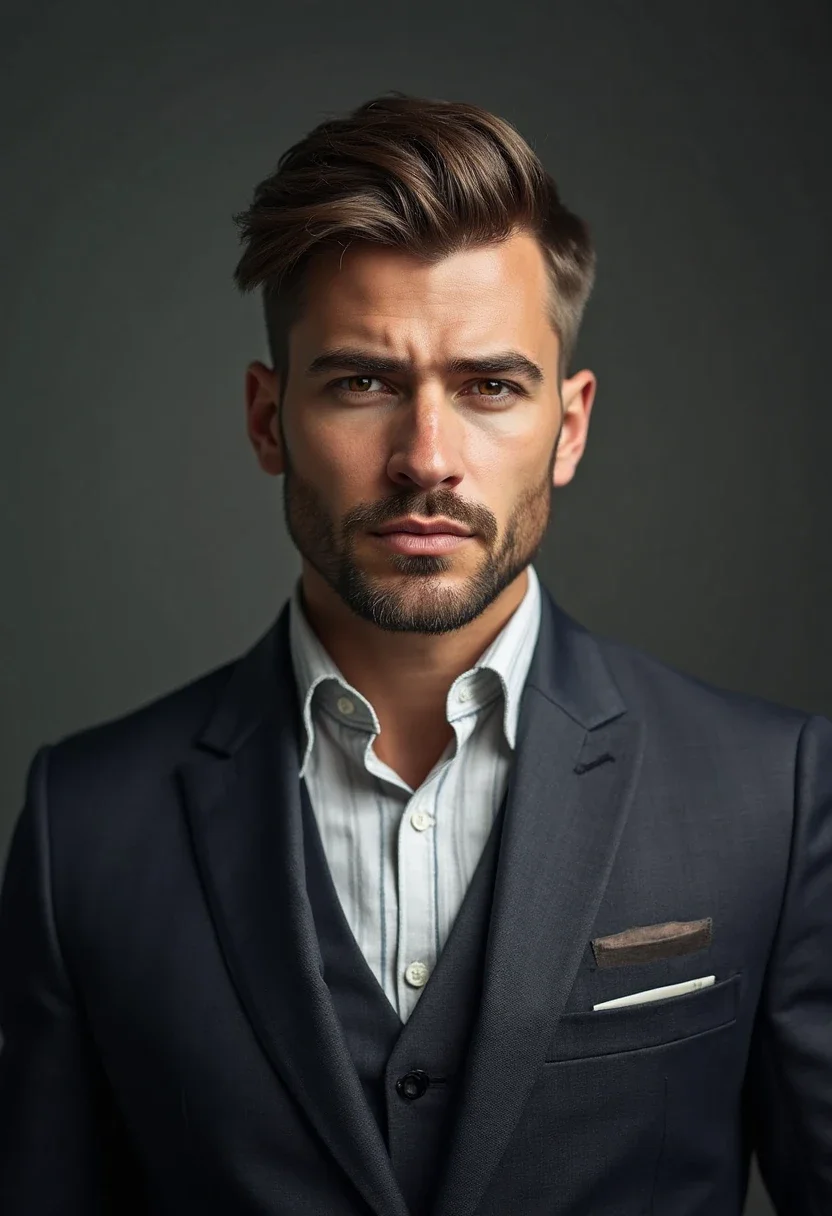 Man with a classic side-part hairstyle in a suit.