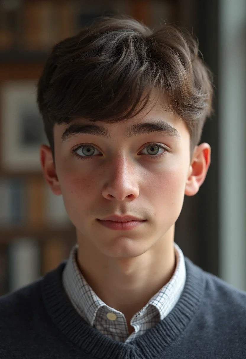 Man with an Ivy League haircut in a preppy outfit.
