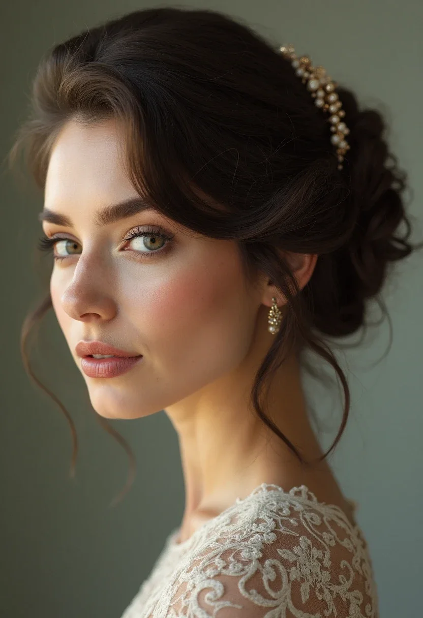 Woman with a classic French twist hairstyle