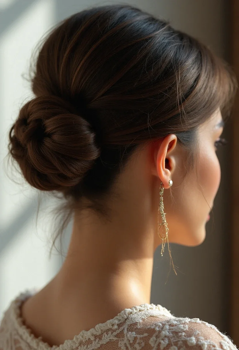 Woman with an elegant chignon hairstyle