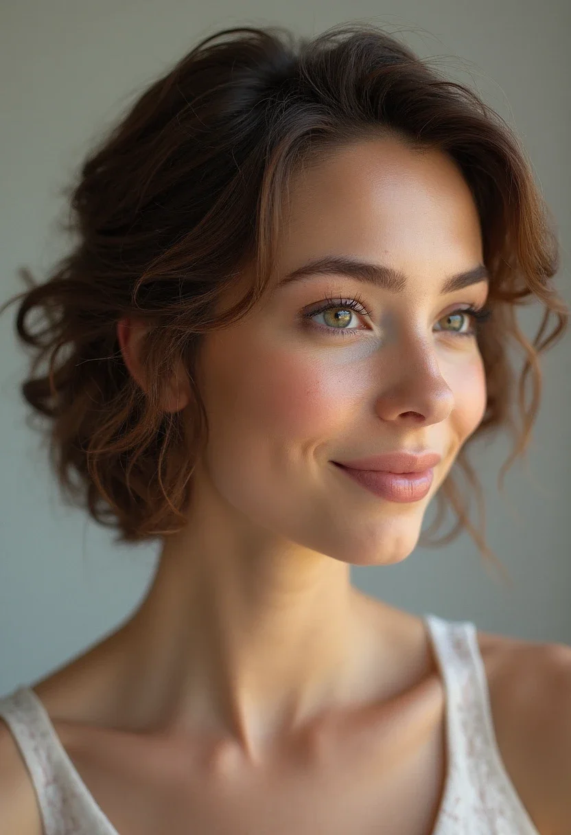 Half-up twist hairstyle with loose curls.