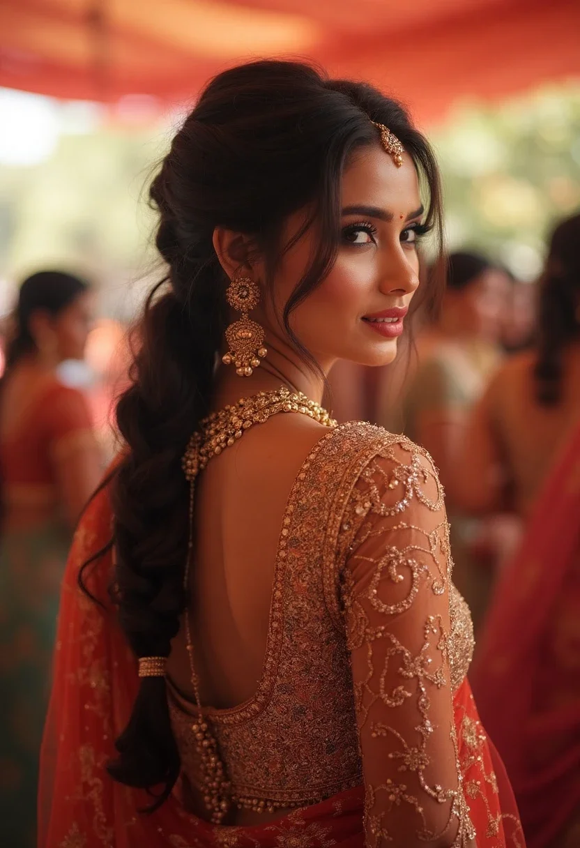 Bride with a chic fishtail braid hairstyle.