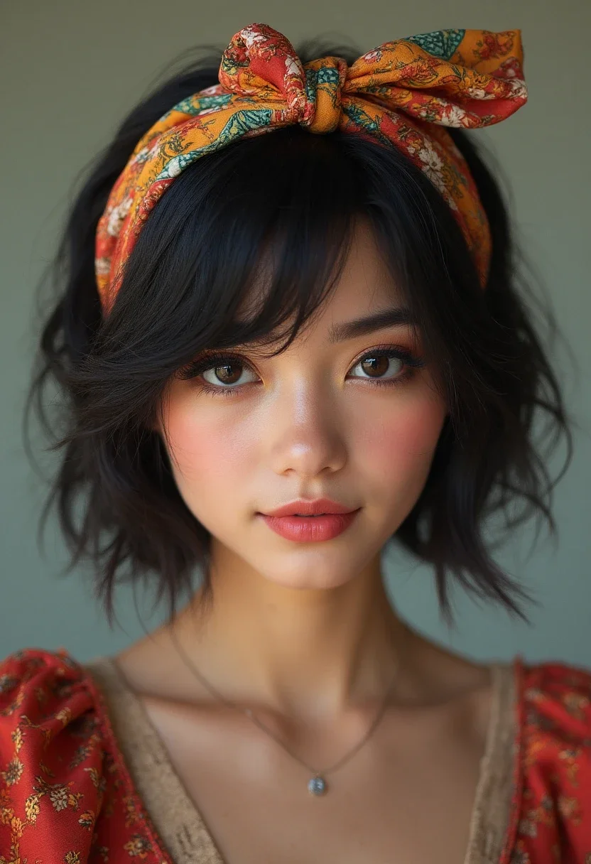 Headscarf style on short hair