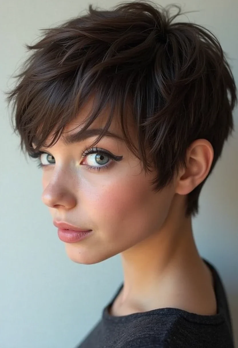 Pixie cut with a side braid
