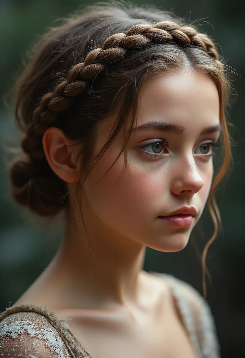 Braided headband hairstyle on short hair