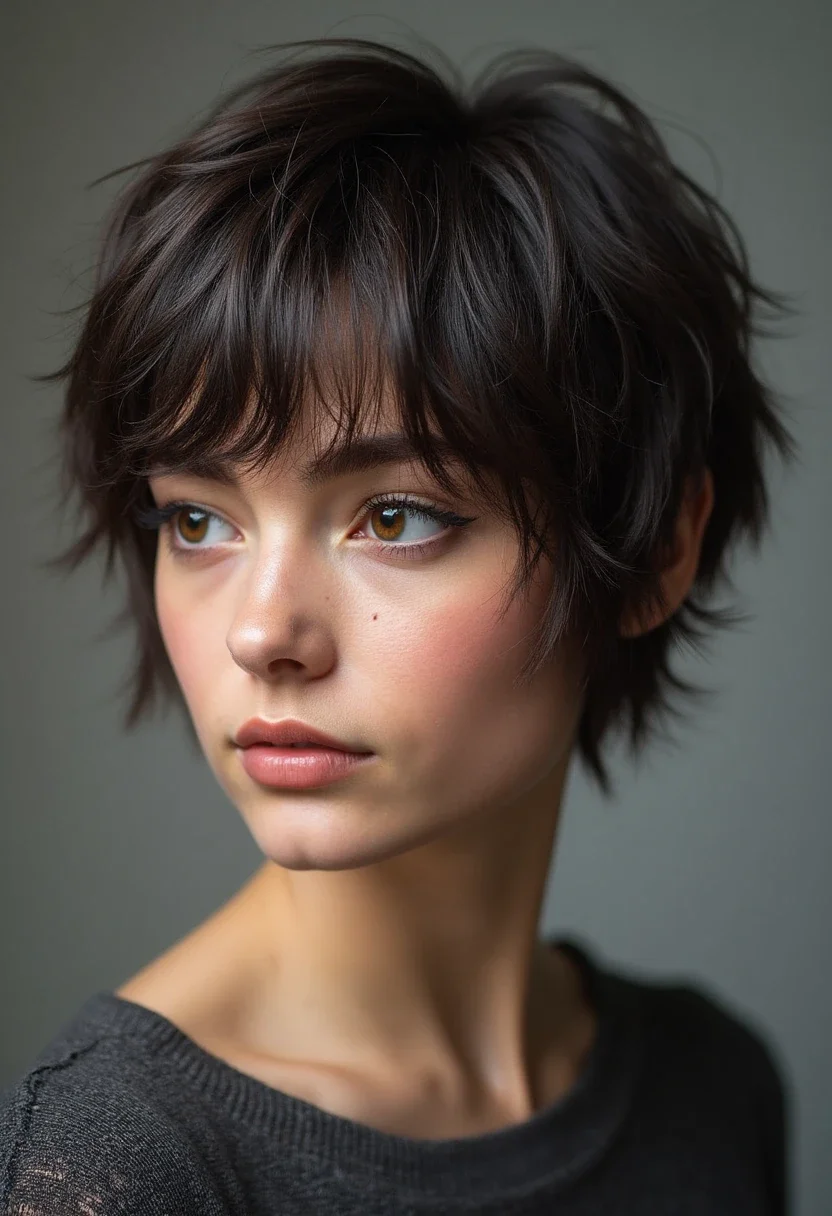 Textured fringe on short hair