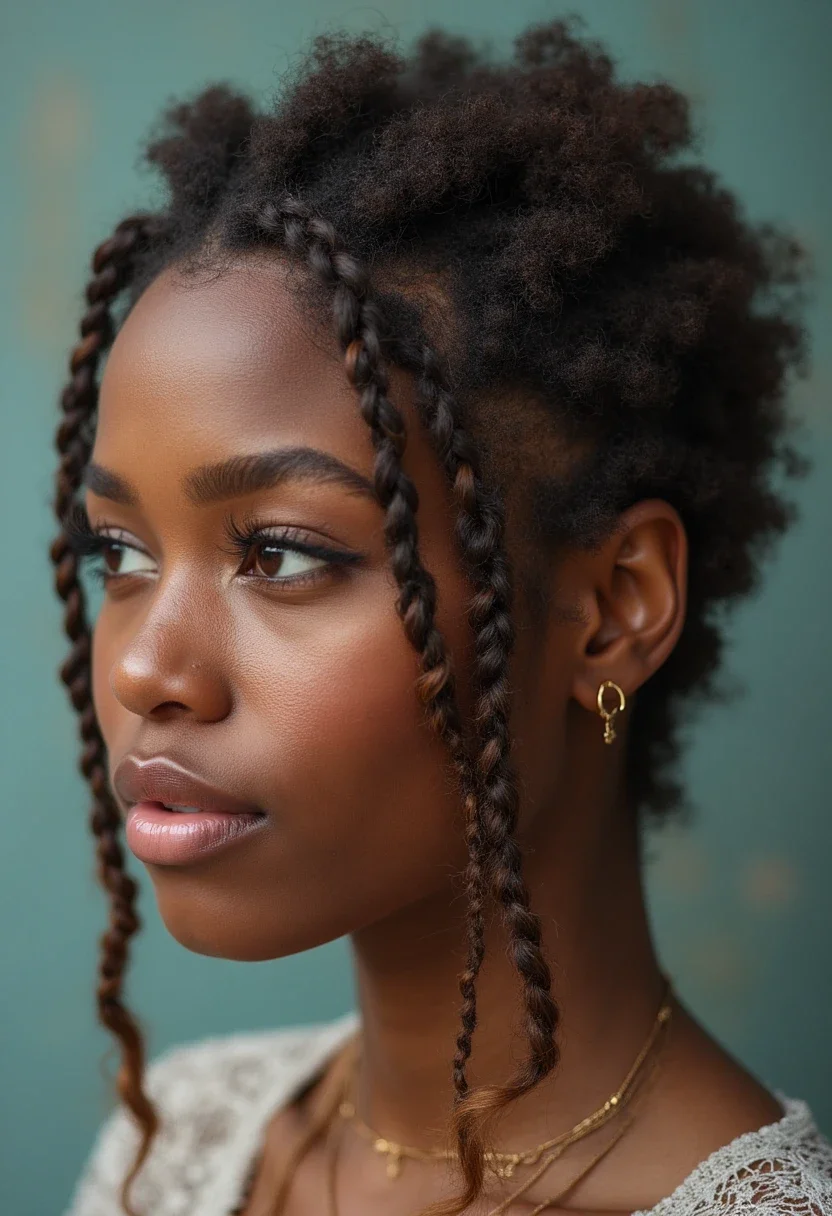 Double Dutch braids on short hair