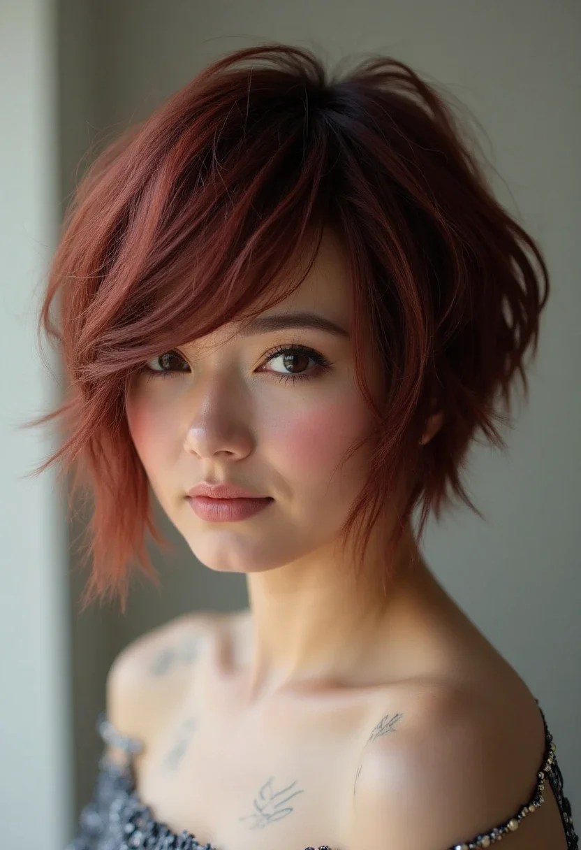 Asymmetrical bob on short hair