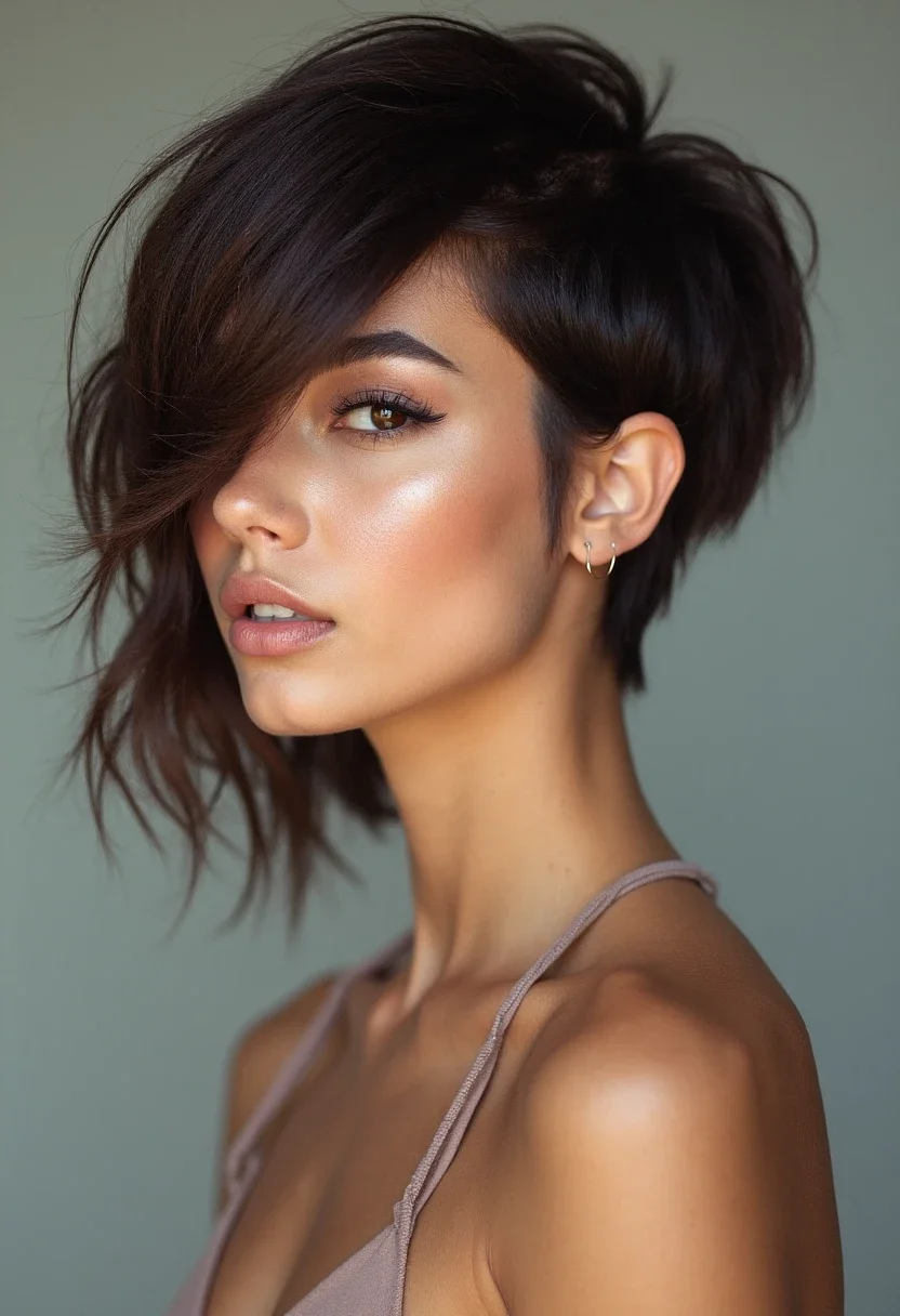 Modern mullet hairstyle with a refined, stylish cut.