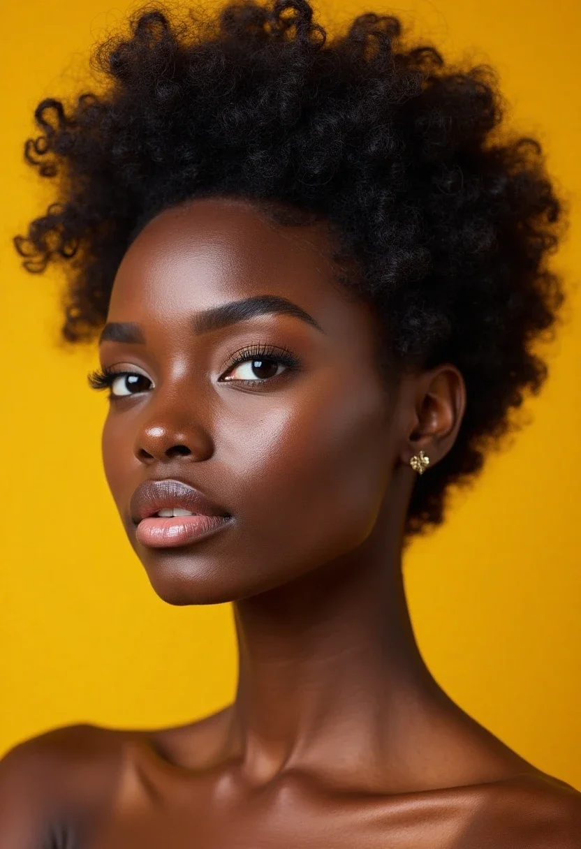 Woman with a short afro hairstyle