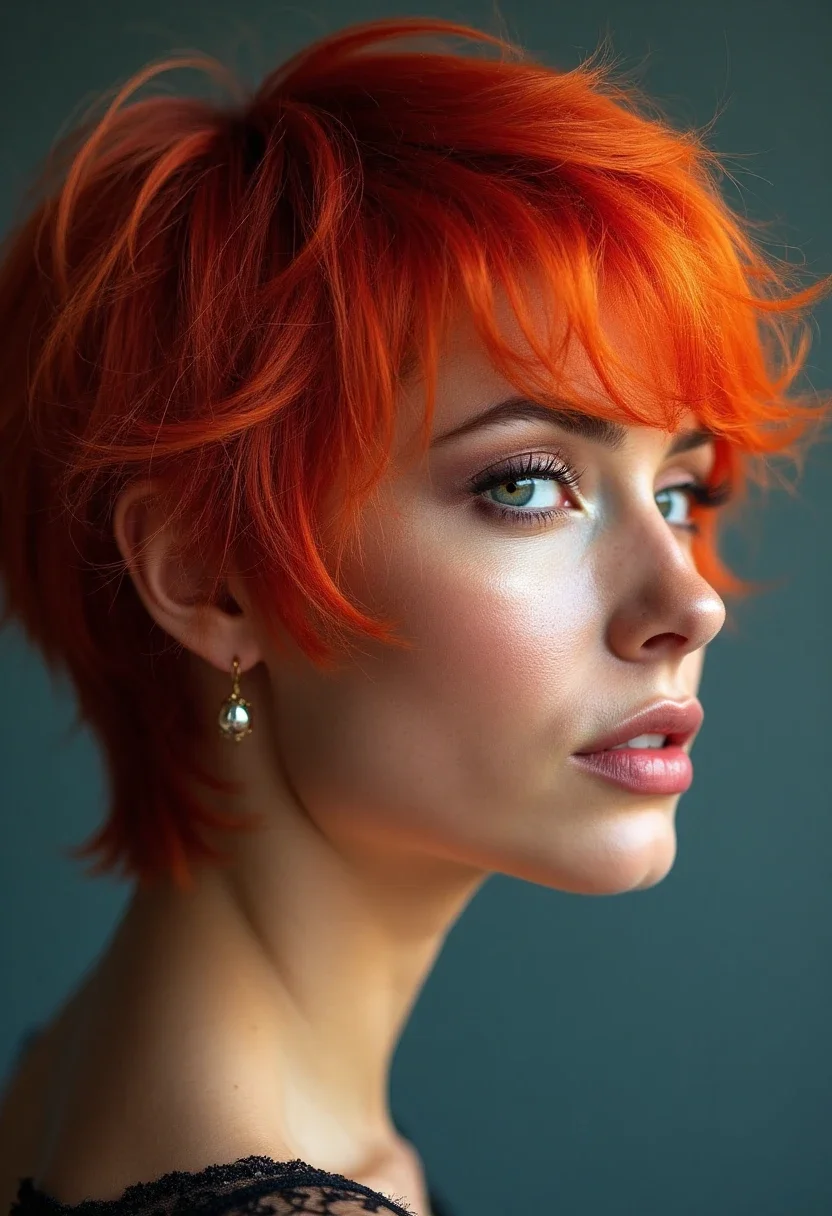 Woman with a layered crop hairstyle