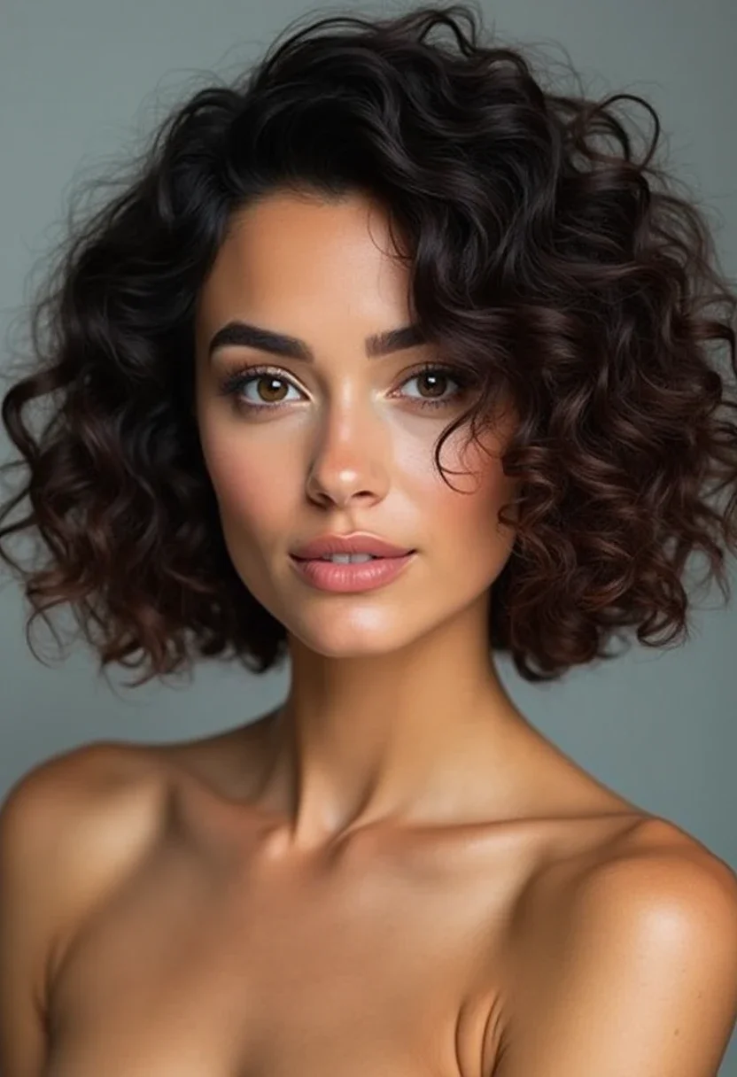Woman with a curly bob hairstyle