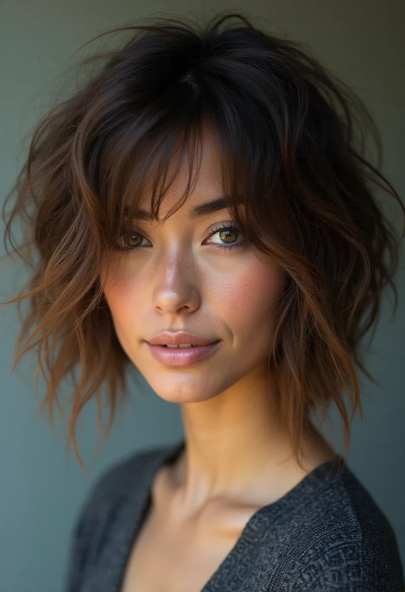 Woman with a shaggy bob hairstyle