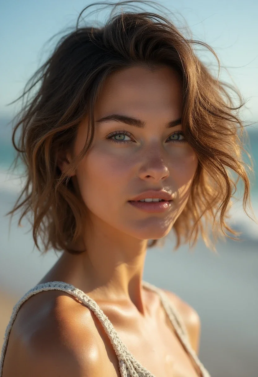 Textured waves hairstyle with loose, natural curls