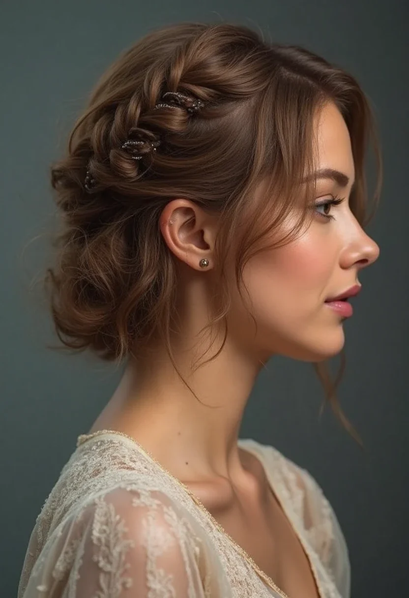 Half-up twist hairstyle with twisted and pinned hair