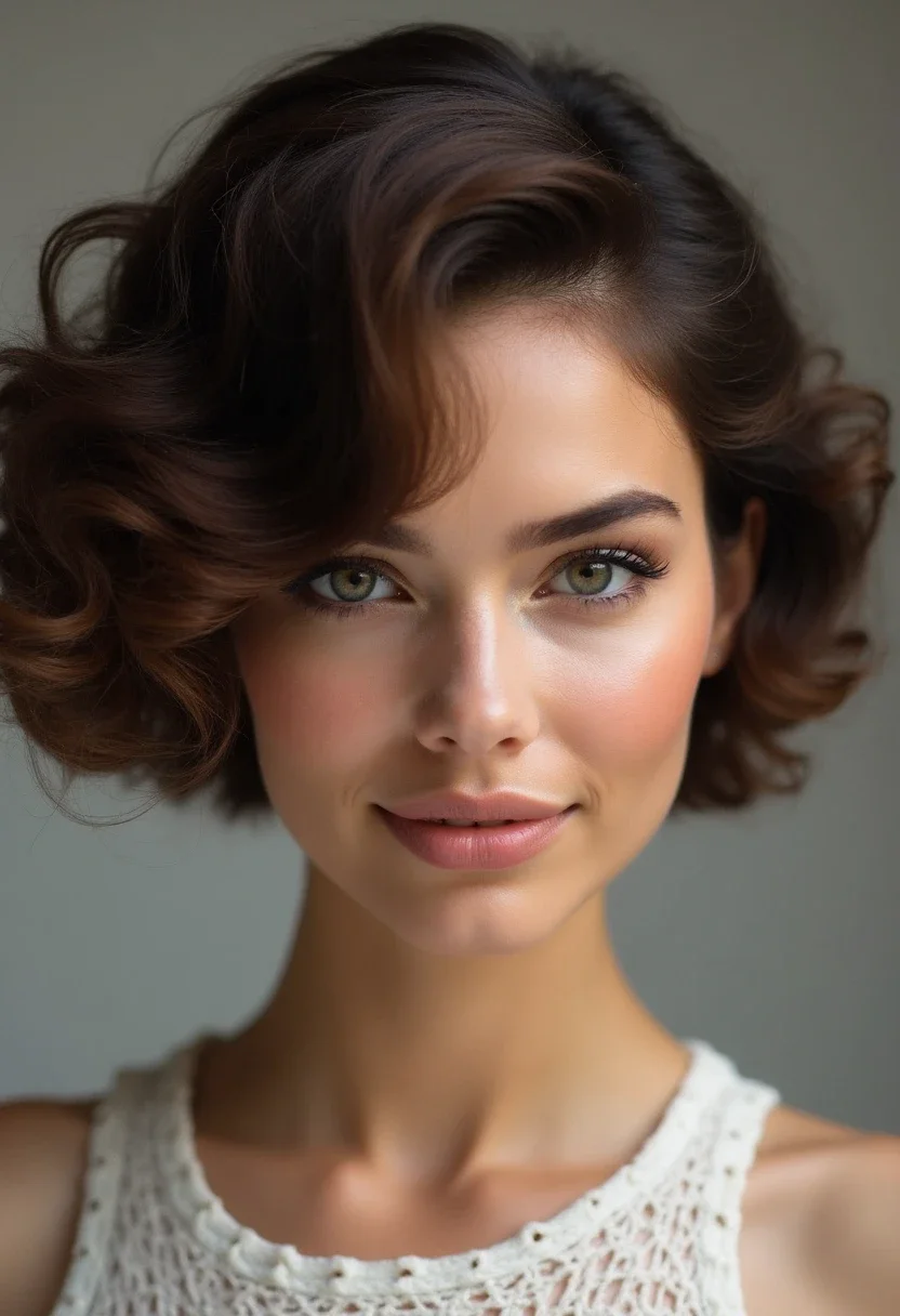 Curly top hairstyle with defined, bouncy curls