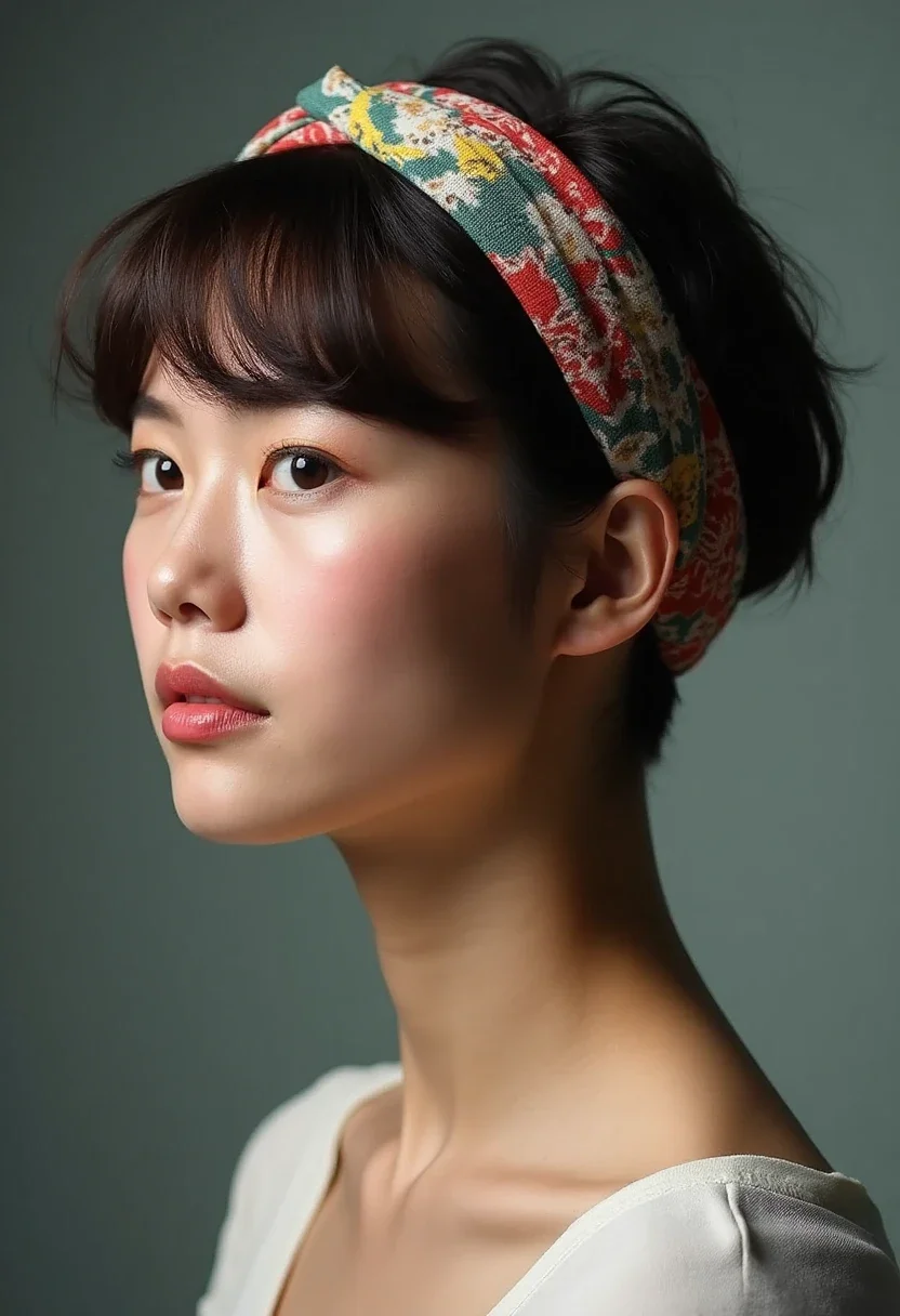 Headband tuck hairstyle with hair tucked into a headband