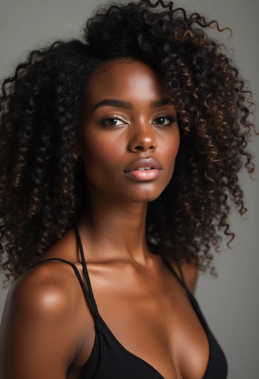 Model showcasing a twist out hairstyle with defined curls and extra length.