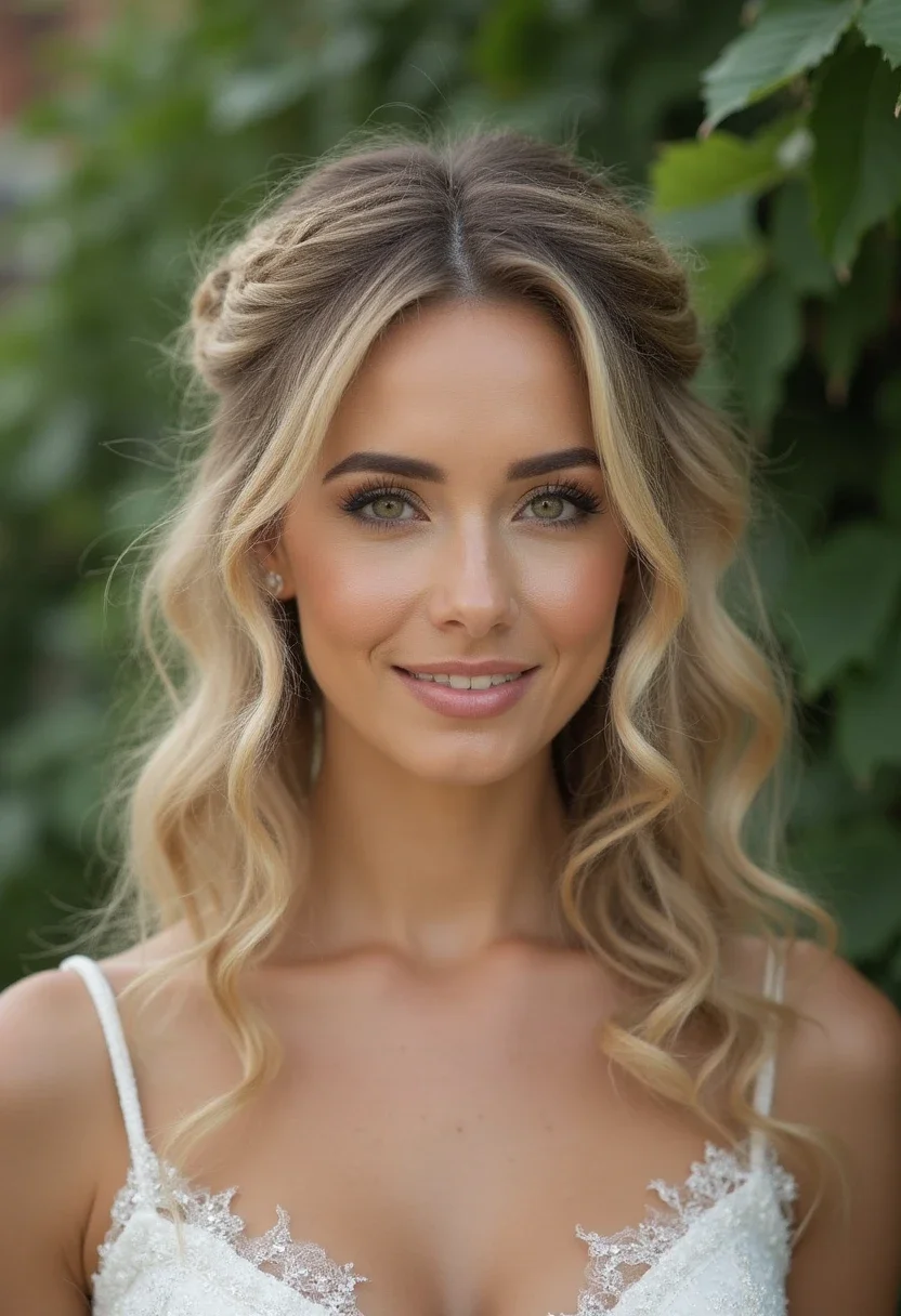 Half-up twists hairstyle for medium-length hair with curls