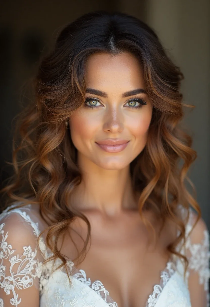 Bride with natural textured curls.