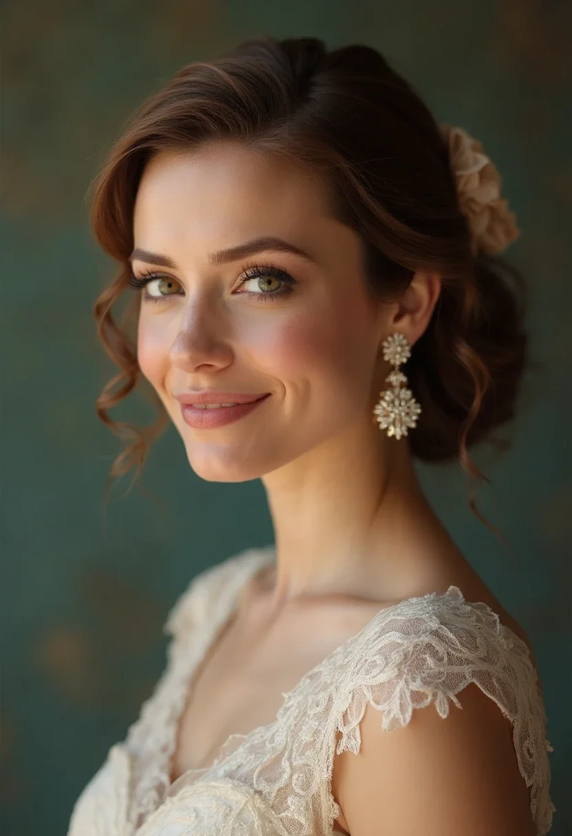 Bridesmaid with vintage finger waves.