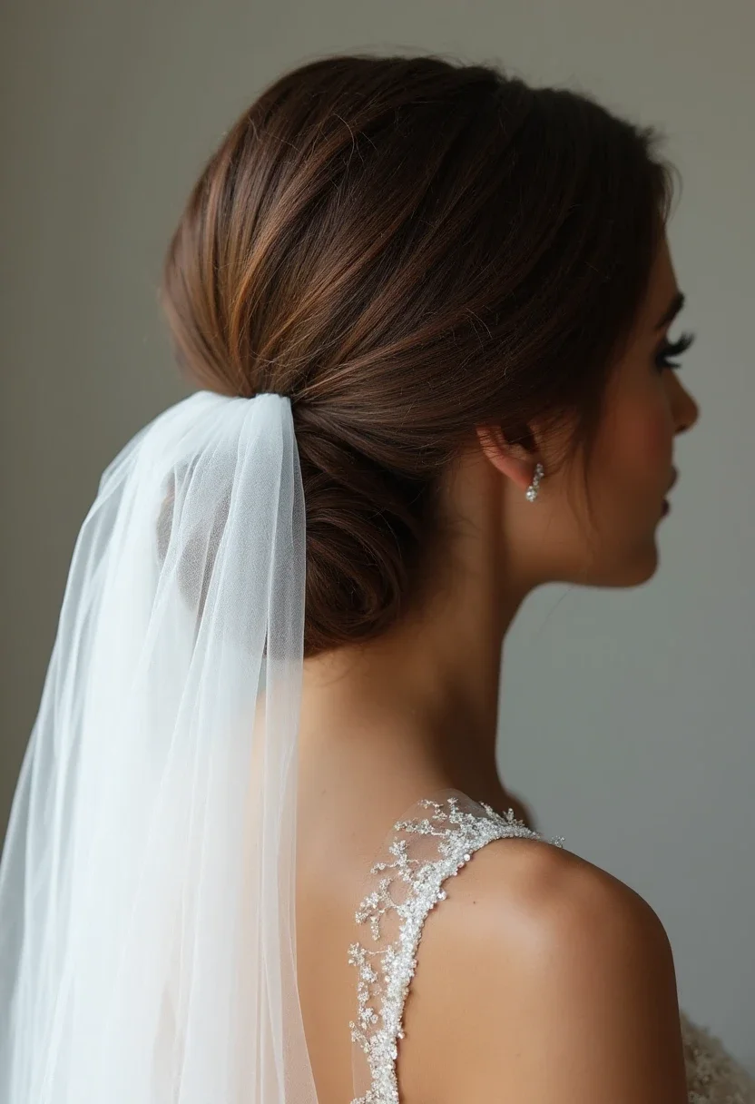 Bride with sleek bun and veil